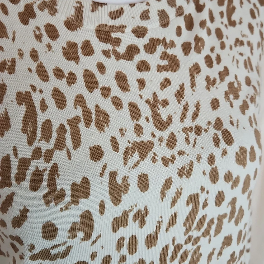Banana Republic Leopard Print Merino Wool Sweater Womens Petite Small Minimalist